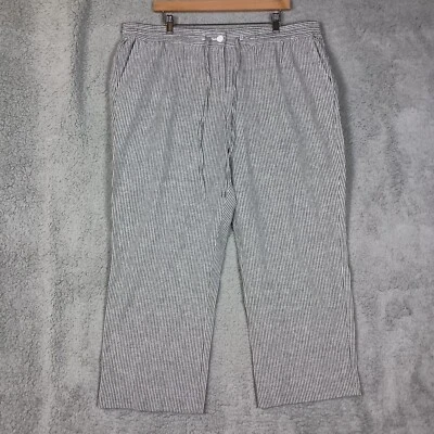 ¿Pantalones Talbots para mujer grandes? (40"W) Gris Rayas Mezcla Lino Pierna Recta Costera Foto 1 de 4