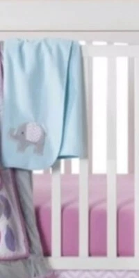 Circo Ring Around Zig Zag Elephant 粉色婴儿床床单/浅绿色毯 婴儿 全新无标签 — 第 1/2 张图片