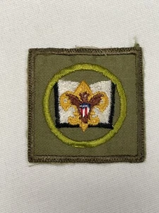 Vintage Librarian Patch Boy Scouts BSA Badge 2" Square Khaki Green - Picture 1 of 2