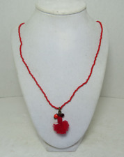 Designer Signed Isabel Marant Coral Color Beaded Necklace Matching Color Tassel