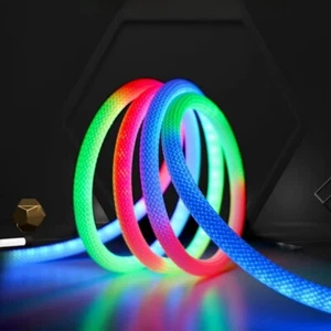 16.4ft 360 Degree Luminous Flexible Fabric RGB IC Neon LED Strip Light Round 5V - Picture 1 of 19