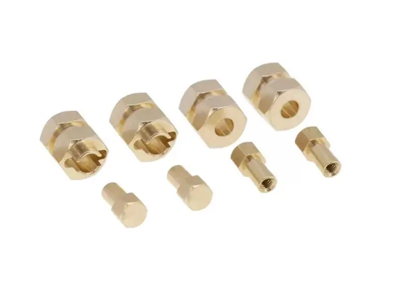Alloy Machined Brass Wheel Hex Adapters 9.5mm Thick for Axial 1/24 SCX24 Crawler - Image 1 of 1