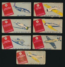 1940's R8-2 Peco Candy Cigarettes AIRPLANES -Lot of (7) Different #1-3, 9, 23-25