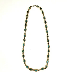 "Collar vintage enchapado en oro turquesa sintético Vogue 31" - Imagen 1 de 5