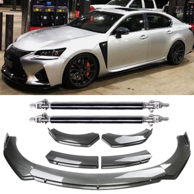 Carbon Fiber Style Front Bumper Lip Spoiler +Strut Rods For Lexus IS F IS200t IS Foto 1 de 4