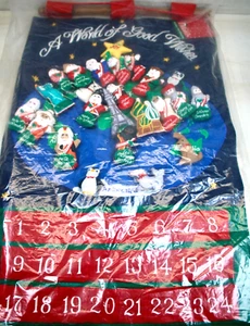 Vintage Advent Callender "A World Of Good Wishes" 24 Pockets & Characters 24x15 - Picture 1 of 11