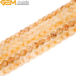 Yellow Citrine Quartz Beads Quartz Loose Beads Jewelry Making 15" Strand Natural - Picture 1 of 48