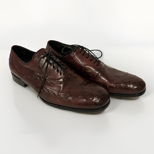 Scarpe Oxford Alexander McQueen in pelle marrone alare da uomo taglia EU 45 US 11 5