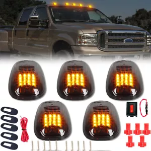 5Pcs For Ford F-250 F-350 F450 Super Duty Smoke LED Cab Roof Lights Marker Amber - Foto 1 di 11