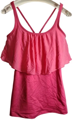 Womens Studio By Capezio Lyla Pink Rose Ruffle Strappy Tank Top Dance - SMALL - Image 1 of 4