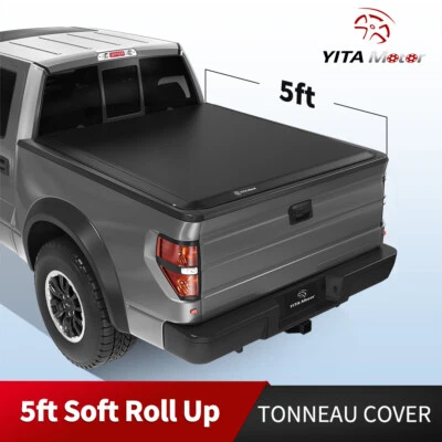 5 ft Bed Soft Roll Up Tonneau Cover for 2016-2023 Toyota Tacoma Truck w/ Lamp Foto 1 de 4