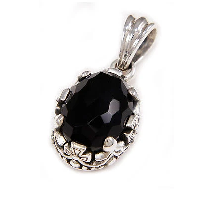 COLGANTE GÓTICO MOTOCICLISTA PLATA ESTERLINA 925 CRUZ MALTESA ÁGATA NEGRA sai-008bk Foto 1 de 4