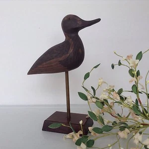 Carved Wood Duck Hand Painted Brass Post Glass Eyes Made Taiwan Republic China - Picture 1 of 5