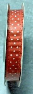 Brand New Roll of Stampin Up Tangerine Tango Scallop Dots Grosgrain Ribbon 10 ya - Picture 1 of 3