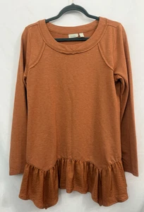 Logo Lounge Lori Goldstein Top Burnt Orange Tunic Satin Hem Womens Size M - Picture 1 of 8