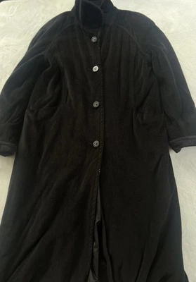 Vintage LL Bean Women’s Wool Blend Long Trench Coat Black Made In USA - Image 1 of 4
