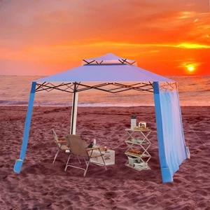Strand Cabana 8x8 UPF50+ Strandschirm Überdachung mit Seitenwand und 4 Sandtaschen... - Bild 1 von 9