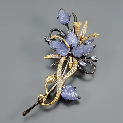 Broche de Tanzanita Natural Joyería Plata de Ley 925/NB30448 Foto 1 de 4