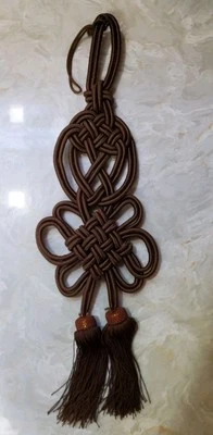 Macramé Cuerda Asiática Borla Colgante de Pared Arte Decoración del Hogar Boho Nudos Marrón Foto 1 de 4