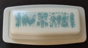 Vintage Pristine Pyrex Aqua Turquoise Blue Butterprint Amish Butter Dish - Picture 1 of 17