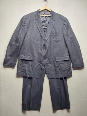 Traje Jones New York Para Hombre 52R Chaqueta 42x28 Pantalones Negro 100% Lana Forrado 2 Botones Foto 1 de 4