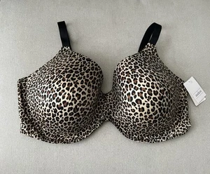 Auden T Shirt Bra Women’s Sz 44DDD Brown Full Coverage Underwire Lined Leopard - Picture 1 of 10