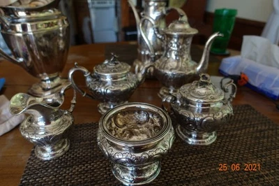 Juego de té y café 5 piezas aparece como bola de plata Black and Co New York 1880 Foto 1 de 4