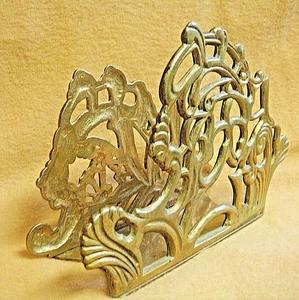 ORNATE SOLID BRASS NAPKIN or LETTER HOLDER - A Teleflora Piece - Picture 1 of 12