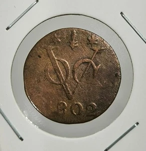 Dutch Netherlands VOC 1 Duit 1802 GELDERLAND New York Penny RARE DATE Coin_U23 - Picture 1 of 6