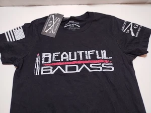 Womens Grunt Style Beautiful Badass Black Short Sleeve Shirt Sz. Small With Tags - Picture 1 of 20