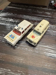 Set Of 2 Vintage Matchbox King Size Police Car & Ambulance K-23 K-6 - Picture 1 of 18