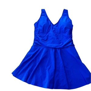 Yonique Royal Blue One Piece Swimsuit Dress Size Large NWT - Picture 1 of 6