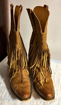 Roper Rickrack Embroidery Fringe Snip Toe Cowboy  Womens Brown Casual Boots 09-0 - Image 1 of 4