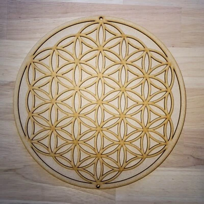 Large Wooden 3D Geometry Flower Of Life Wall Door Hanging Plaque Ready to Paint - Image 1 of 4