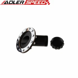 ADLERSPEED Billet 45 Degree Fuel Cell Fast Fill Filler Neck 12 Bolt Flange Black - Picture 1 of 10