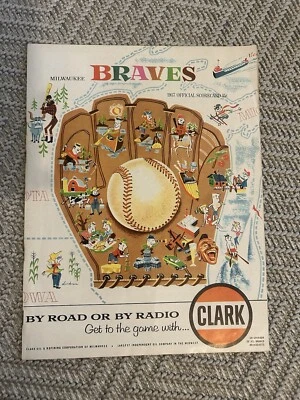 Vintage 1957 Milwaukee Braves Official Scorecard Braves vs Dodgers Unscored - Image 1 of 3