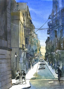 San Juan Puerto Rico Watercolor Art – Colorful Cityscape Painting (original) - Picture 1 of 14