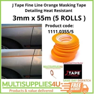 J Tape Fine Line Orange Masking Tape Detailing Heat Resistant 3mm x 55m -5 Rolls - Picture 1 of 4