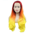 Orange Yellow Ombre Faux Wig Cosplay Sunset Heat Resistant Fiber Long Wavy Hair