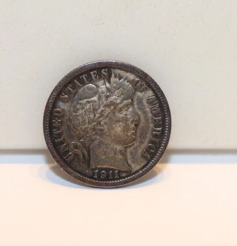 1911 US Barber Dime 10c XF Details (Cleaned) Cover
