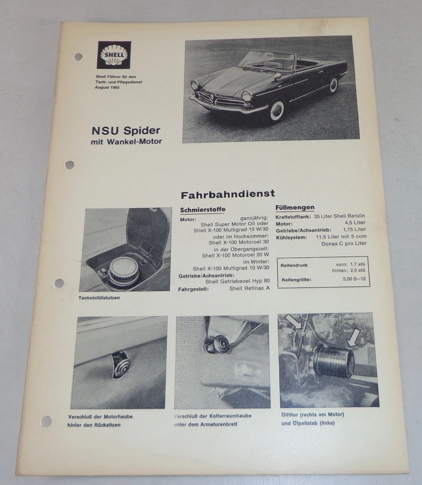 Shell Lubrificazione per NSU Ragno Con Wankel Motore Stand 08/1965 - Immagine 1 di 1