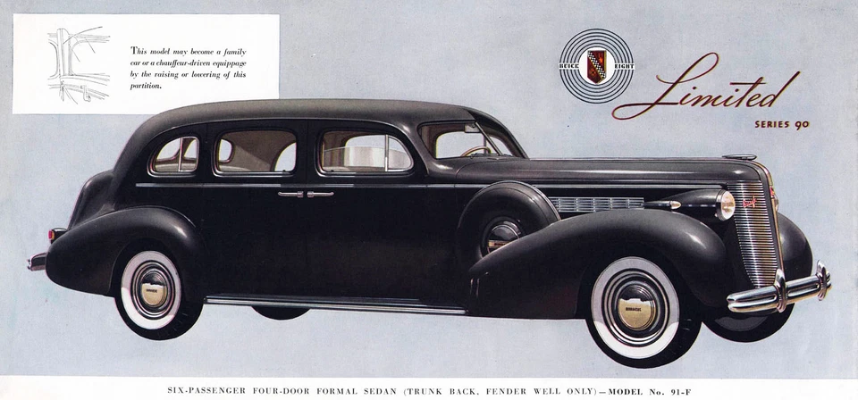 1937 Buick Limited 90 Model 91F Dealer Showroom Wall Print  9 x19 Giclee print - Image 1 of 1