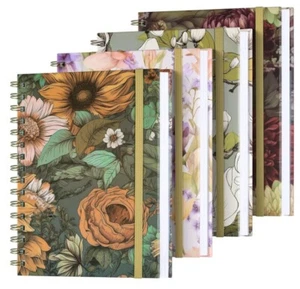 Spiral Notebook, 4 Pack A5 Lined Journal for Women, Hardcover Spiral Journal wit - Picture 1 of 7