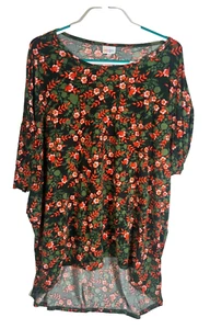 LuLaRoe 3XL High-Low Floral Dress Bohemian Style Green Red Floral Tunic Top - Picture 1 of 4