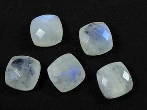 12X12MM Natural Rainbow Moonstone Briolite Square Cut Gemstone 5 Pcs Lot C890 - Picture 1 of 9