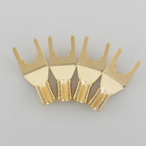8 conectores de terminal de pala dorada para cable de altavoz engarce o soldadura horquilla de 6 mm - Imagen 1 de 8