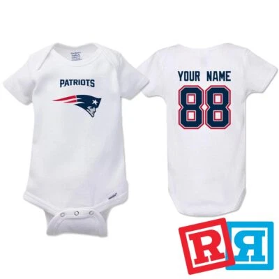 Personalized New England Patriots Gerber Baby Onesie® Cotton Custom Bodysuit - Image 1 of 4