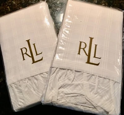 RALPH LAUREN SHELTER ISLAND TATTERSALL PAR DE FUNDAS ESTÁNDAR ~ CREMA Foto 1 de 4