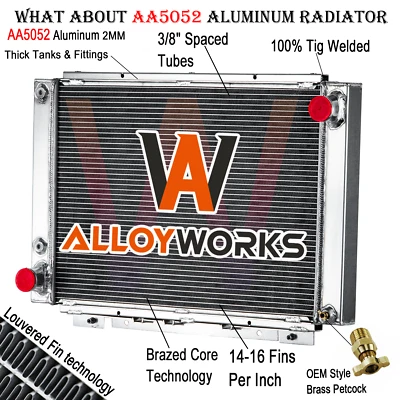 CC64TB 4 Row Aluminum Radiator For 1961-1966 1962 Ford Thunderbird 6.4L 7.0L V8 - Image 1 of 4