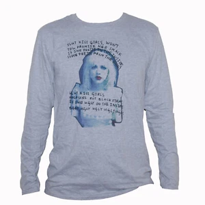 Loch Schlampe Kiss Mädchen Grunge Punk Rock T-Shirt Langarm Grau Unisex - Bild 1 von 3